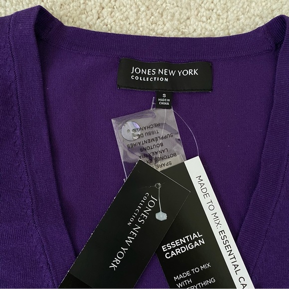 Jones New York Collection Women’s Purple Essential Cardigan - Picture 4 of 5